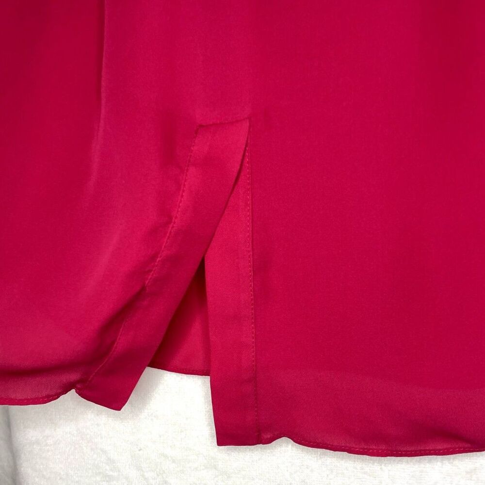 NWT Zoa New York Long Sleeve V-neck Silk Blouse in Cherry - Size Small - Picture 6 of 7